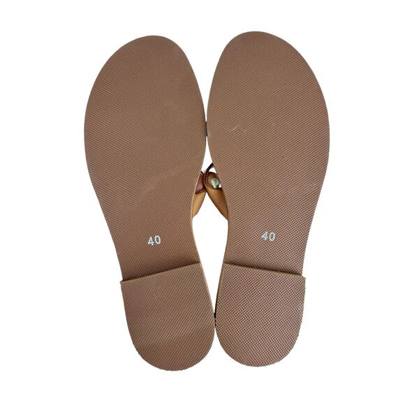 Annezo’s NEW Tan Leather Open Toe Cross Strap Slide On Neutral Greek Sandals - Picture 10 of 11
